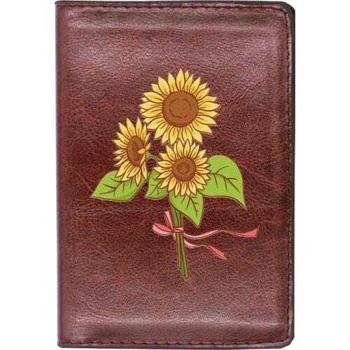Classic Charm Sunflower Printing Travel Passport Cover ID Credit Card Holder Case