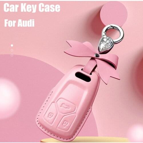 Leather Car Smart Key Cover Case Fob For AUDI A4 A4L A5 Q5 A6L QT TT S5 S7 Q7 TTS 2016 2017 2018 2019 Keychain Protective Shell