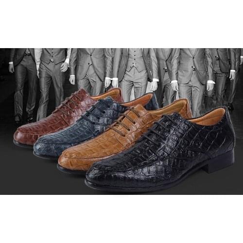 Mens leather shoes top layer cowhide crocodile print leather casual business shoes high quality small size 35 36 fashion shoekn