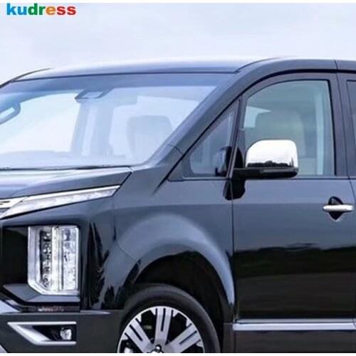 For Mitsubishi Delica 2020 2021 Chrome Side Door Rear View Mirror Cover Trim Rearview Cap Overlay Molding Covers Car Styling