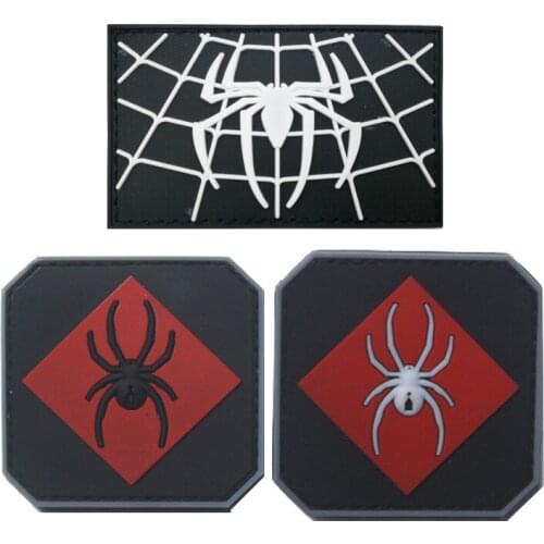 Animals spider white black PVC Patches Badges Emblem Accessory Hook without loop Tactical