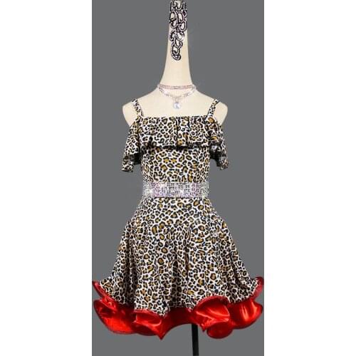 New Latin dance competition costumes show costumes women adult professional sexy high-end leopard dance skirt dance dress