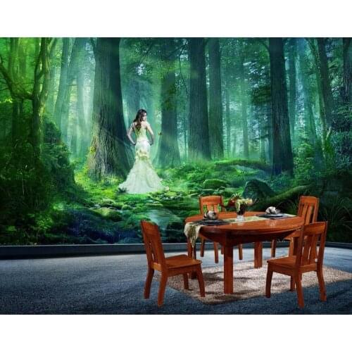 Large forest Mural Wallpaper 3D Stereoscopic Livingroom Wallpaper Mural Photo Wallpaper Background Decoration Painting