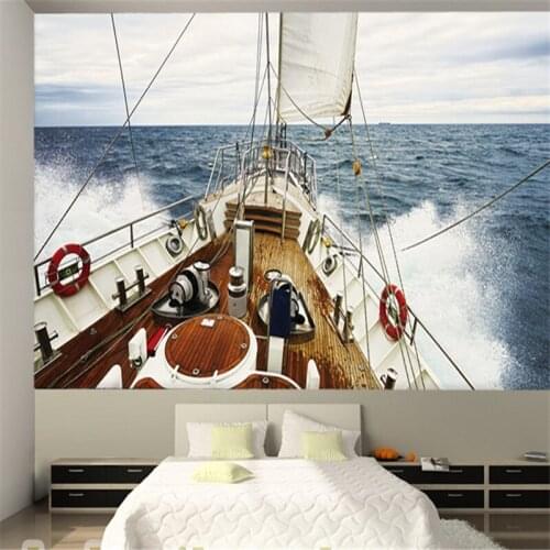 Photo wallpaper Sea adventure sailing yacht large 3D mural wallpaper personalized living room nature wallpaper
