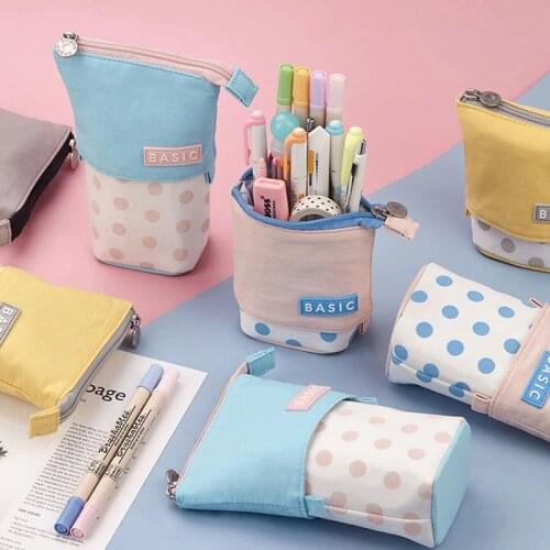 Creative Retractable Pencil Case School Stationery Storage Bag Wave Point Kawaii Pen Case Cute Pen Holder Gifts For Kid Pen Bags