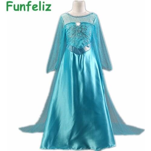 Snow Queen Elsa Dress Girls Party Dress robe fille 2015 Summer Dress for Girl princess costume robe enfant Girls Dresses