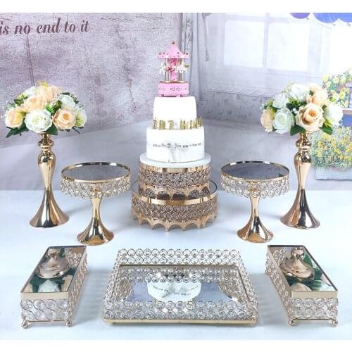 Gold cake stand set 5-17pcs crystal cupcake tray cake tools home decoration dessert table decorating party Wedding Display