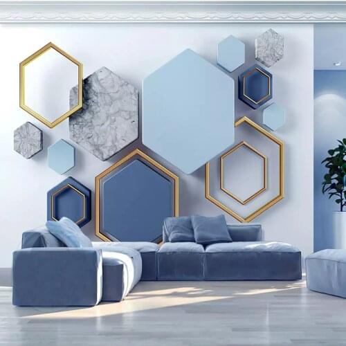 Custom 3d Modern Minimalist Geometric Marble Mosaic Wall Cloth Wallpaper Mural Living Room Wall Decoration Home Papel De Parede