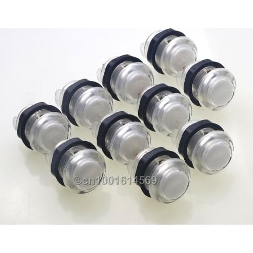 Reyann 10 Pcs/lot 30mm 5V LED Light Arcade Push Button with Build-in Microswitch for Arcade Game Machines Mame Game DIY - White