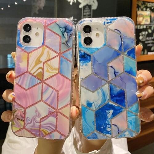 Luxury Marble Phone Case For iPhone 11 12 Pro Max XR X XS Max 7 8 Plus SE 2020 12 mini Case Watercolor Plating Soft Cover Coque