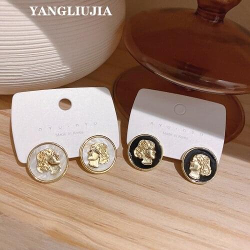 S925 Needle Metal Geometry Round Head Earrings Retro Fashion Contracted Exquisite Earrings Women Jewelry Accessories Wholesale