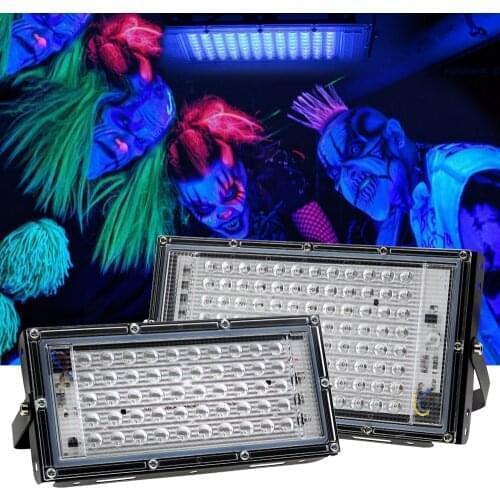 D2 395nm 400nm Led UV Floodlight Waterproof Ultravilet Lamp 2835 Chips 50leds 96leds 50W 100W with Switch Work Working Light