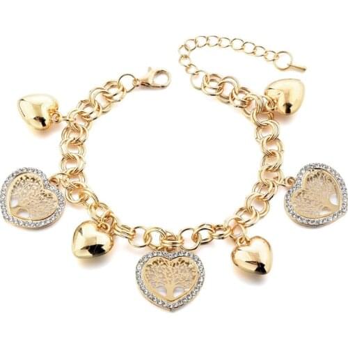 Szelam New Arrivals Crystal Heart Charm Bracelets Tree Of Lifet Charms Bracelets & Bangles For Women SBR180092