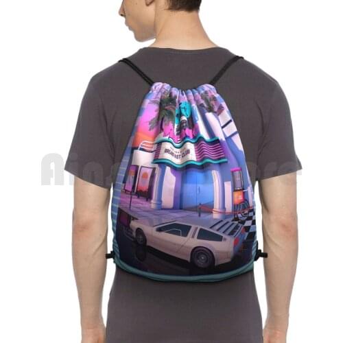 80S Cinema Backpack Drawstring Bags Gym Bag Waterproof Synthwave Retrowave Vaporwave Outrun Dreamwave Rad Retro Retro