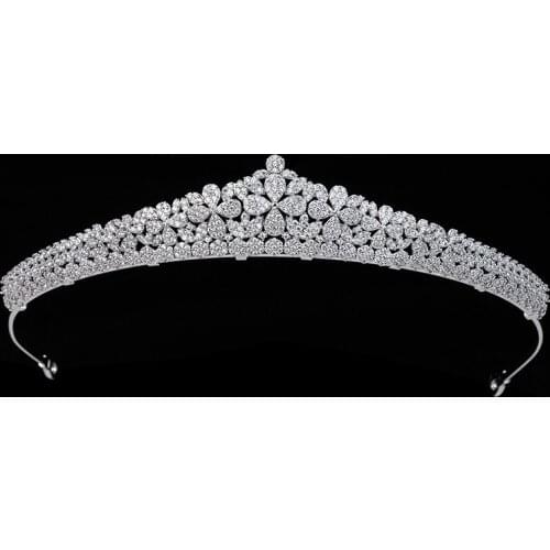Tiaras and Crown HADIYANA Classic Women Wedding Girl Party Got Enaged Hair Jewelry Hair Cilp Zircon HG0060 Corona Princesa