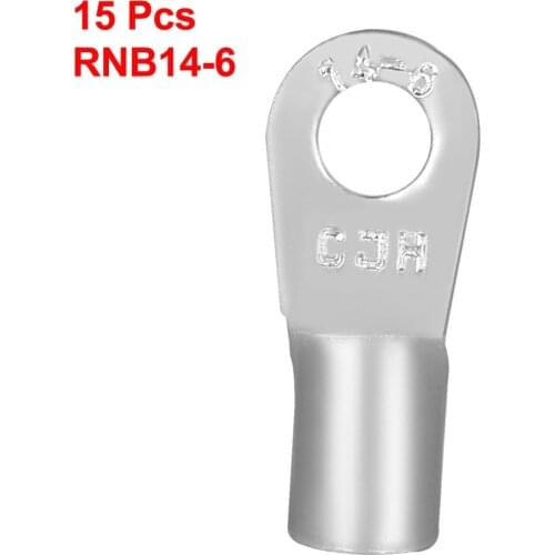 Uxcell RNB14-6 AWG6 Wire Electric Copper Cable Tube Lug Non-Insulated Terminal Connector Fit 10-16mm Wire 15PCS/lot