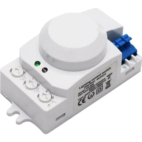 WSFS Hot 5.8GHz HF System LED Microwave 360 Degree Motion Sensor Light Switch Body Motion Detector,White