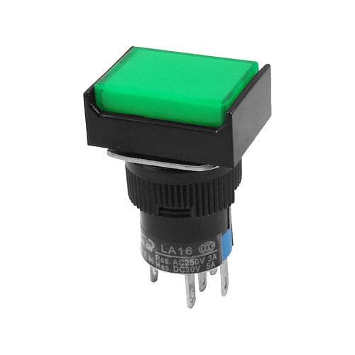 Green Neon Light Self Locking Pushbutton Switch AC 3A/250V DC 5A/30V Qetxp