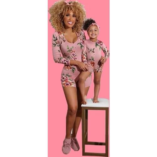 Womens 2021 Summer New Short-Sleeved Shorts, Parent-Child Suits Family Matching Summer Bodysuit Mother And Daughter Costume 8Y