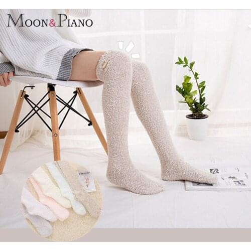 Women Socks Sweet Cute Warm Knee Stockings Comfortable Soft Winter Home Sleeping Sock Girls Fashion Over Knee Long Stocking