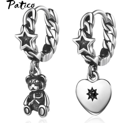 New Statement 925 Sterling Silver Retro Drop Earrings For Women Star Heart Thai Silver Party Birthday Gift Jewelry