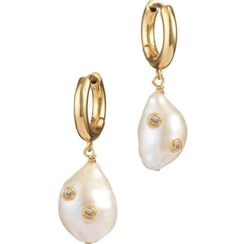 Steampunk Accessories Natural Fresh Water Pearl Drop Earrings For Women Party Luxury Fine crystal stone dangle earrings jewelry