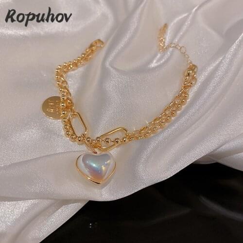 Ropuhov 2021 New 925 Silver Korean Fashion Jewelry Woman Gift Personality Tide Pearl Love Round Bracelet Design Bling Wholesale