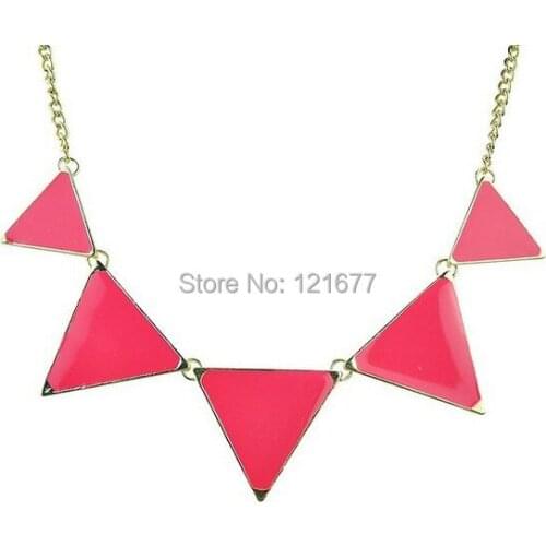 2015 Vintage Bohemian Summer Style Women Collares Women Accessories Candy Colors Enamel Triangle Shape Pendant Necklace N0278