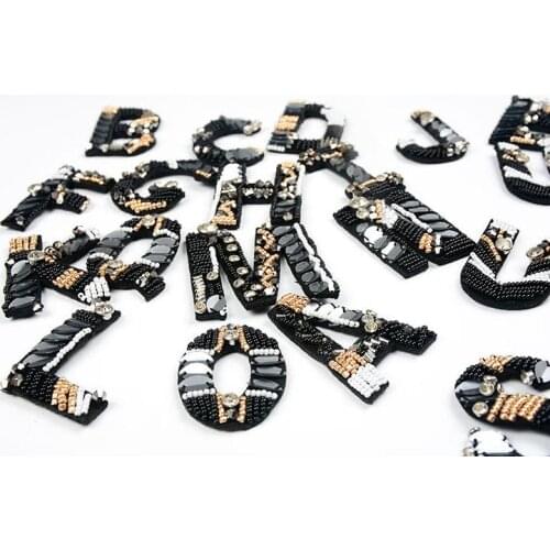 1Pcs Rhinestone Beads English Alphabet Letter Applique Sew On Letters Patch For Clothing Badge Paste For Clothes Bags Shoes A-Z