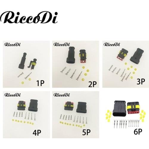 10 sets Kit 2 pin 2/3/4/5/6 pins Way Super seal Waterproof Electrical Wire Connector Plug for car