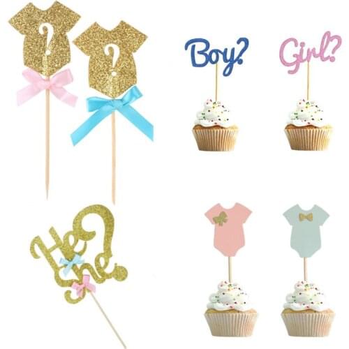 10pcs/set Boy or Girl Gender Reveal Party Cake Topper Baby Shower Birthday Cake Decoration Tools DIY Dessert Baking Accessories