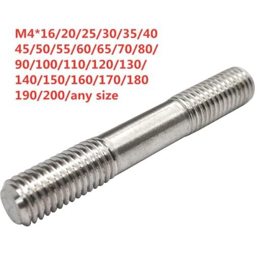 10pcs/lot Stainless steel double end thread rod dual head threaded bar stud bolt M4*16-200