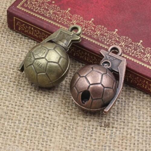 10pcs/lot Zinc Alloy Bronze imitate Football antitank grenade Charm Pendant For Necklace DIY Jewelry Making 23x26x41mm K05202