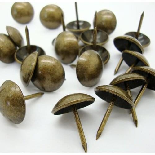 100Pcs 9*9MM Antique Brass Bronze Upholstery Nail Jewelry Gift Wine Case Sofa Decorative Tacks Stud Pushpin Doornail Hardware