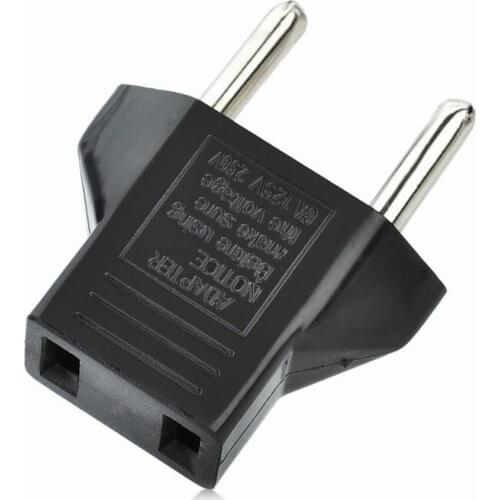 100pcs US Plug to EU Plug Travel AC Power Socket Plug Adaptor Standard Adapter Converter 2 Pin Connector Black