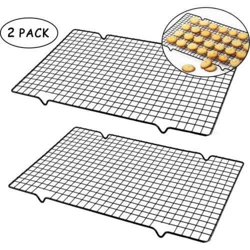 2pcs/set Nonstick Metal Cake Cooling Rack Grid Net Tray Cookies Biscuits Bread Drying Stand Cooler Holder Baking Tools