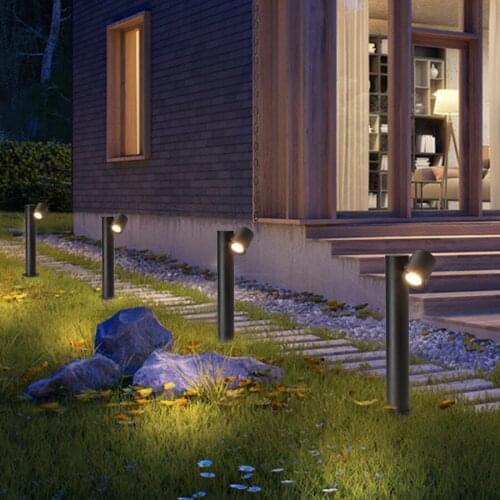 44CM 9/18W Outdoor Garden Stand Pole Pillar Lamp Aluminum Waterproof Column Lawn Light Courtyard Pathway Bollards Light