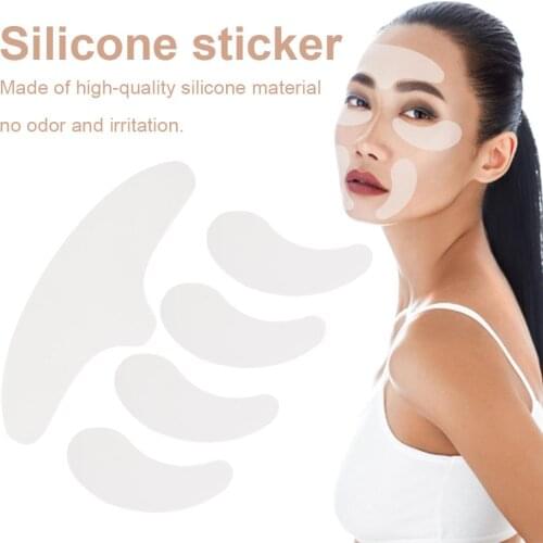 5Pcs Silicone Anti-Wrinkle Patches Skin Care Anti Wrinkle Eye Lines Chin Pads Silicone Reusable Face Lifting Smooth Anti-Wrinkle