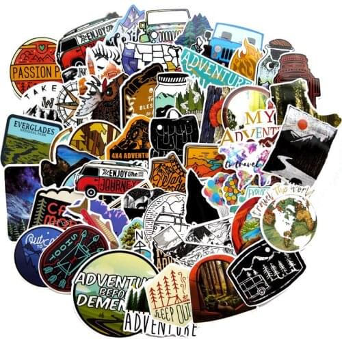 65pcs/1ot Camping Graffiti Stickers Outdoor Travel Sticker for DIY Luggage Laptop Skateboard Car Motorcycle Bicycle