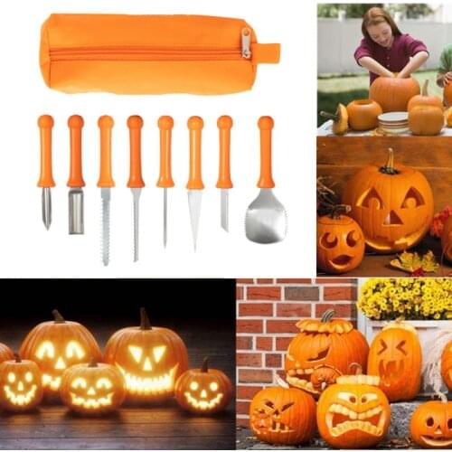 8PCS Halloween Pumpkin Carving Kit Pumpkin Lantern Carving Tools Stainless Steel Jack O' Lantern Making Tools party DIY Supplies