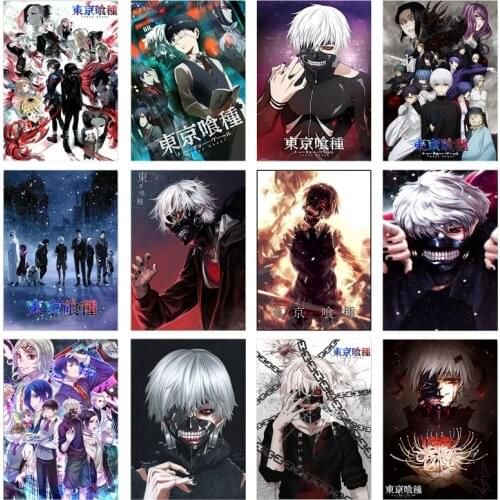 Japanese anime "Tokyo Ghoul" canvas painting, abstract wall art posters and pictures decorating home bedroom, frameless painting