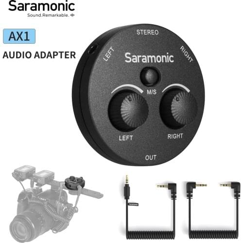 Saramonic AX1 Audio Adapter Mono Stereo 2 Channel Microphone Audio Mixer for DSLR Mirrorless Video Cameras Smartphone Laptop