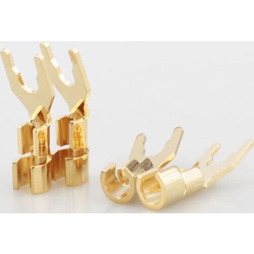 Audio SY006G Gold Plated Pure Copper Speaker Cable Spade Terminal Connector Plug Copper Gold Plated Speaker Wire Cable Y Spade