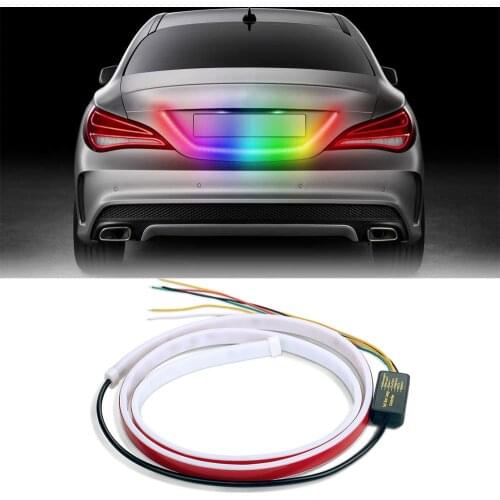 Car LED RGB Light Strip LED Tailgate Light Bar Truck Rear Trunk Warning LED Strip DRL Driving Brake Turn Signal Reverse Lamp 12V