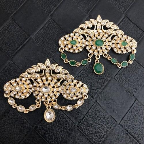 Sparkly rhinestones water-drop shape crystles brooch luxery caftan jewelry for bride hijab scarf pins and badges