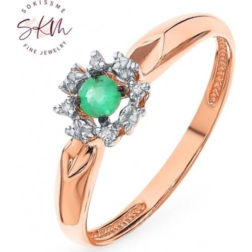 SKM Brand Designer rings for women 14K Rose gold Engagement rings designer Promise Luxury gift for wife Fine Jewelry