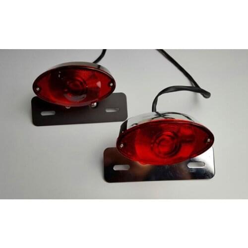 E0422 Motorcycle Brake Rear License Plate Bracket Tail Light For GN125 CG125 Universal 12V Red Lens