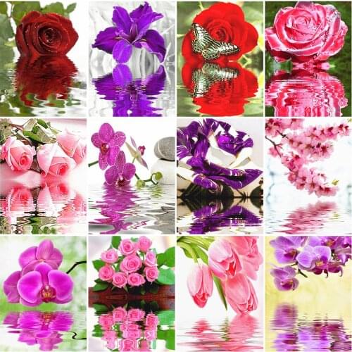 Evershine Full Square Round Diamond Painting Flower Cross Stitch Kit 5D DIY Diamond Embroidery Rose Rhinestones Pictures Crafts