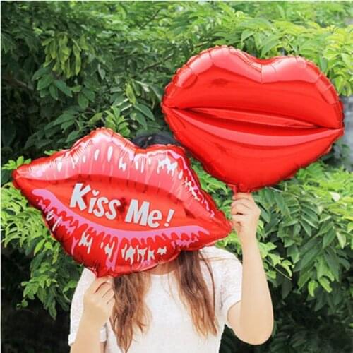 Hot sale 1pc 50*37cm "KISS ME" Lips Balloons Kids Toys Party Decoration Heart Engagement Anniversary Weddings Valentine Balloons