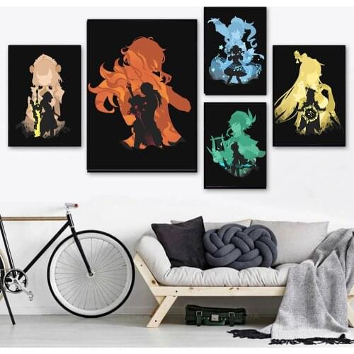Genshin Impact Game Anime Canvas Posters Prints Cuadros Wall Art Interior Paintings Decoration Murals For Teen Room Decoration